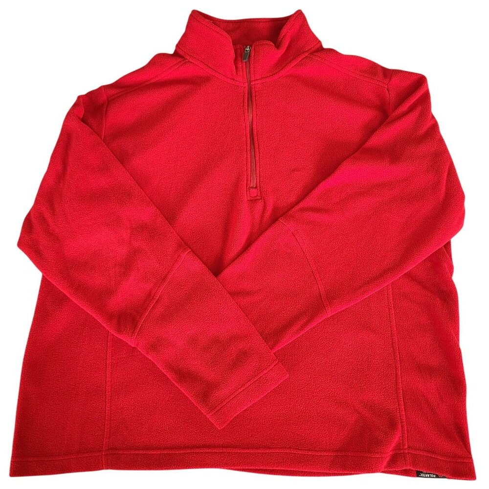 Lands End Mens XL Red Polartec Aircore 100 Fleece Pullover Half-Zip Pullover